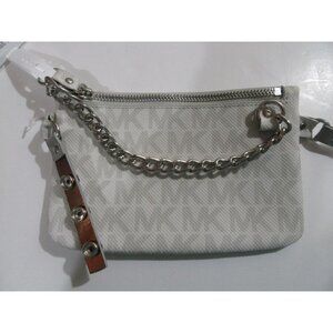 Michael Kors Signature Logo Fanny Pack Belt Bag Wallet Grey Size Large NWT